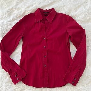 Theory red button down fitted shirt S